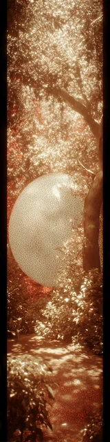 Free aesthetic bookmark featuring a big moon outside under a tree